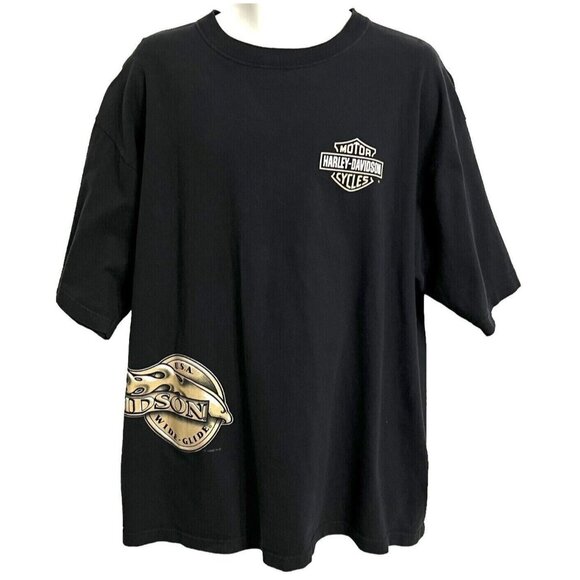 Vintage 90s Harley Davidson Graphic T Shirt XL Wide Glide Biker 1996 Made in USA - Picture 1 of 8